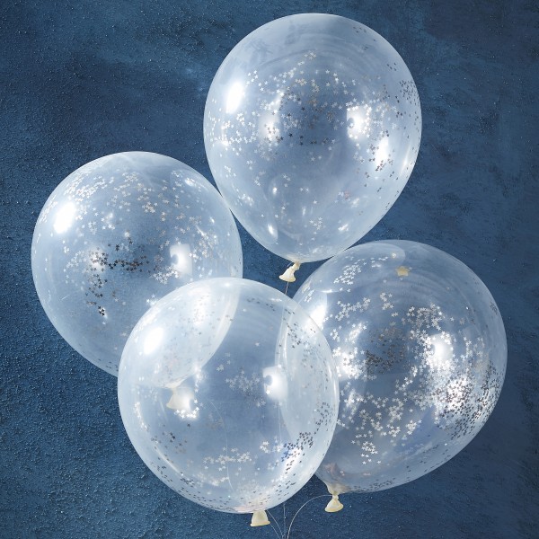 Silver Glitter Confetti Balloons - Silver Christmas