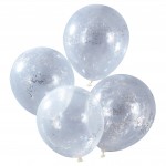 Silver Glitter Confetti Balloons - Silver Christmas