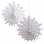 White Hanging Tissue Paper Snowflake Decorations