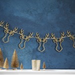 Gold Glitter Wooden Stag Bunting - Gold Christmas
