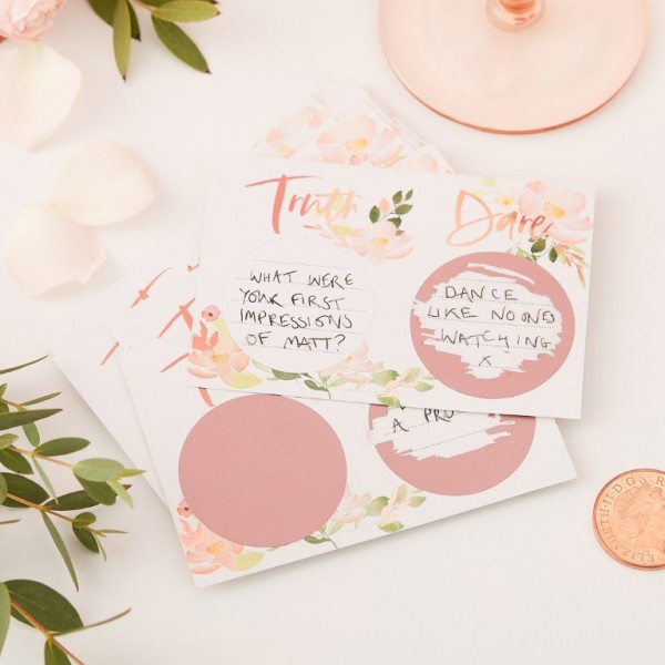 Rose Gold Foiled Truth or Dare Scratch Card Game