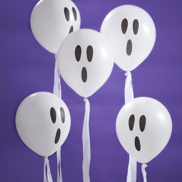 White Ghost Balloons with Streamers - Creep It Real