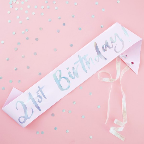 Iridescent Foiled 21st Birthday Sash
