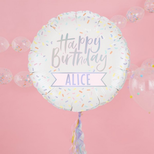 Large Iridescent Happy Birthday Balloon with Stickers to Customise