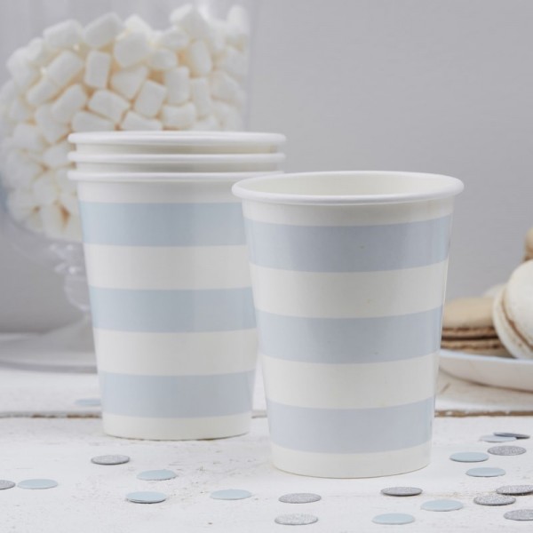 Baby Blue Stripe Paper Cups - Pastel Perfection