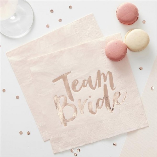 Pink & Rose Gold Hen Party Napkins - Team Bride