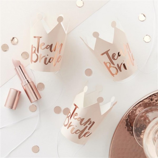 Pink and Rose Gold Foiled Team Bride Party Crowns - Team Bride