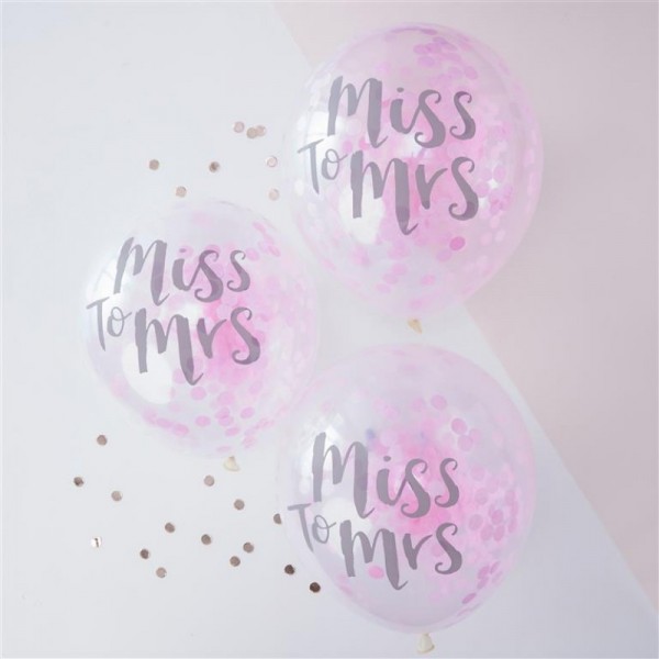 Balloons - 12" Confetti - Pink - Miss to Mrs