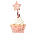 Rose Gold Foiled Twinkle Twinkle Cupcake Toppers with Tassels
