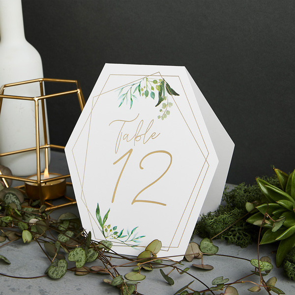 Gold Geometric Table Number Cards - 12 Pack