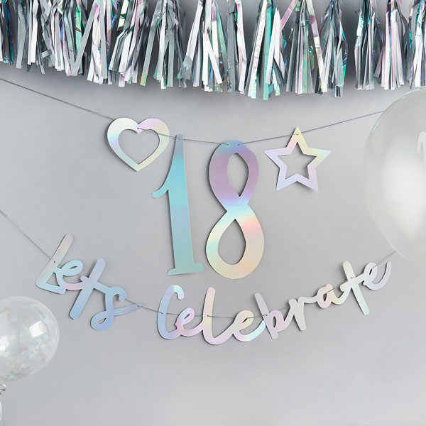 Iridescent Silver Create Your Own Number Banner