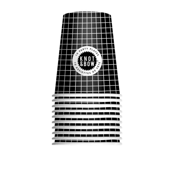 Black Grid Paper Party Cups - 10 Pack