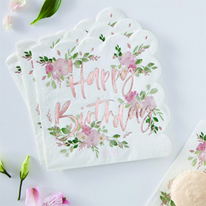 Happy Birthday Ditsy Floral Paper Napkins - OurHooray