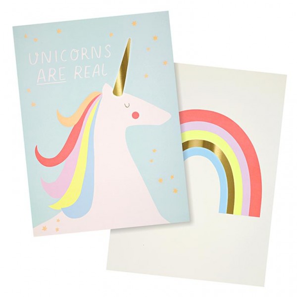 Rainbow and Unicorns Art Print