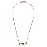 Hipster Glasses Necklace - Cherry Wood