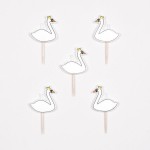 5 Party Candles - Iridescent Swan