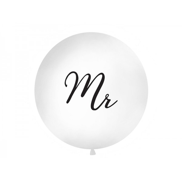 Jumbo White Mr Balloon - Black Font