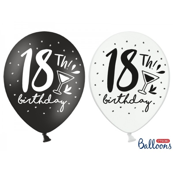 Black and White 18th Birthday Balloons