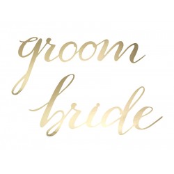 Gold Bride and Groom Chair Signs