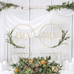 Mr & Mrs Wooden Hanging Wedding Decoration Hoops 
