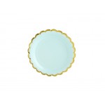 Mint Paper Plates with Gold Metallic Edge