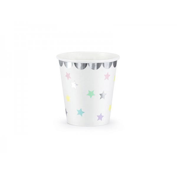 Pastel Star with Silver Metallic Edge Cups - Unicorn