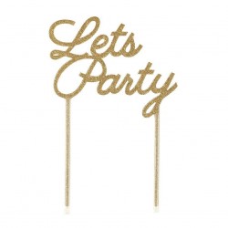 Let's Party Shimmering Gold Cake Topper