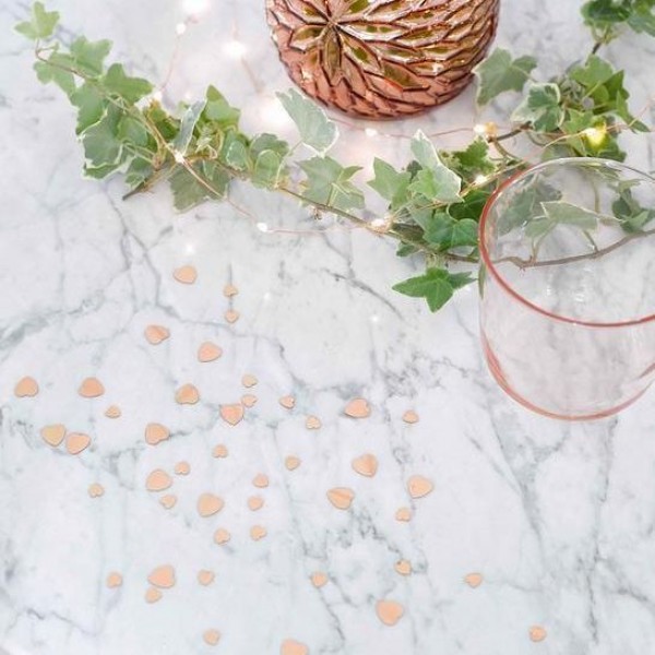 Rose Gold Heart Shaped Table Scatter